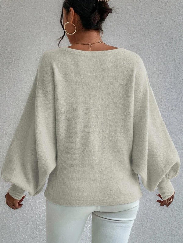 Oversized balloon sleeve sweater